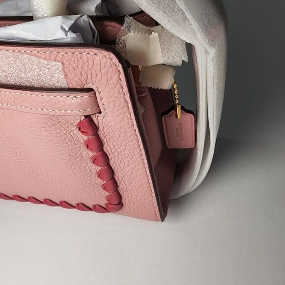 NWT Coach CA077 Mini Lane Top Handle In Refine Pebble Leather Whipstitch Pink - Picture 4 of 7